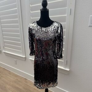 BB Dakota Sequin Black and Silver Dress